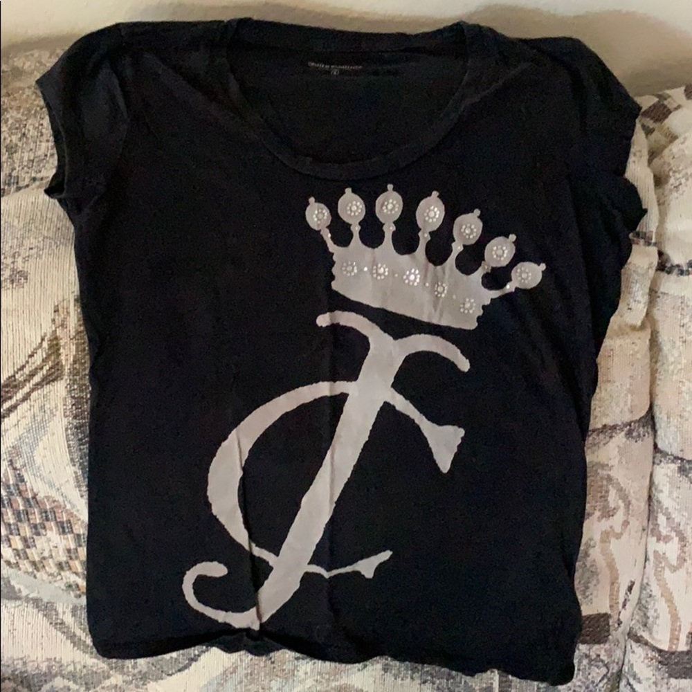Juicy Couture Rhinestones Crown Black Tee sz S